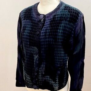 Nadya Cotton Waffle Weave Purple, Blue & Black Hand-dyed Jacket, sz S (1)